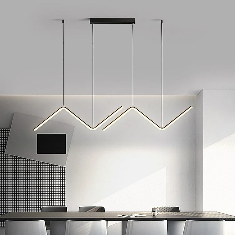 LED 2- Light Line Design Dimmable Pendant Light Modern Wave Shaped Kitchen Lighting Dining Room Lighting Nordic Minimalist Island Lights - Appledas