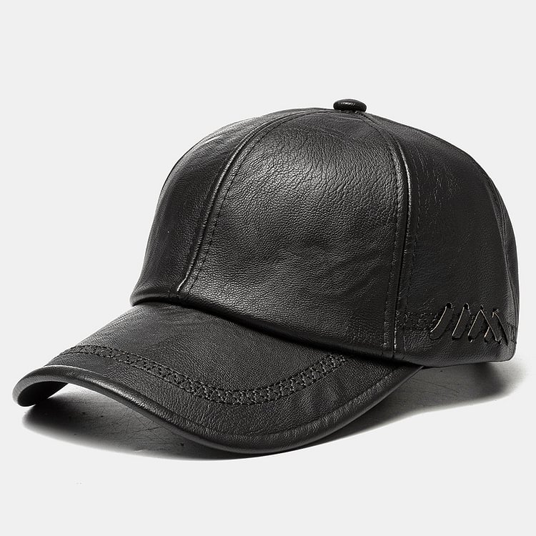 Mens PU Leather Vintage Baseball Caps With Personalized