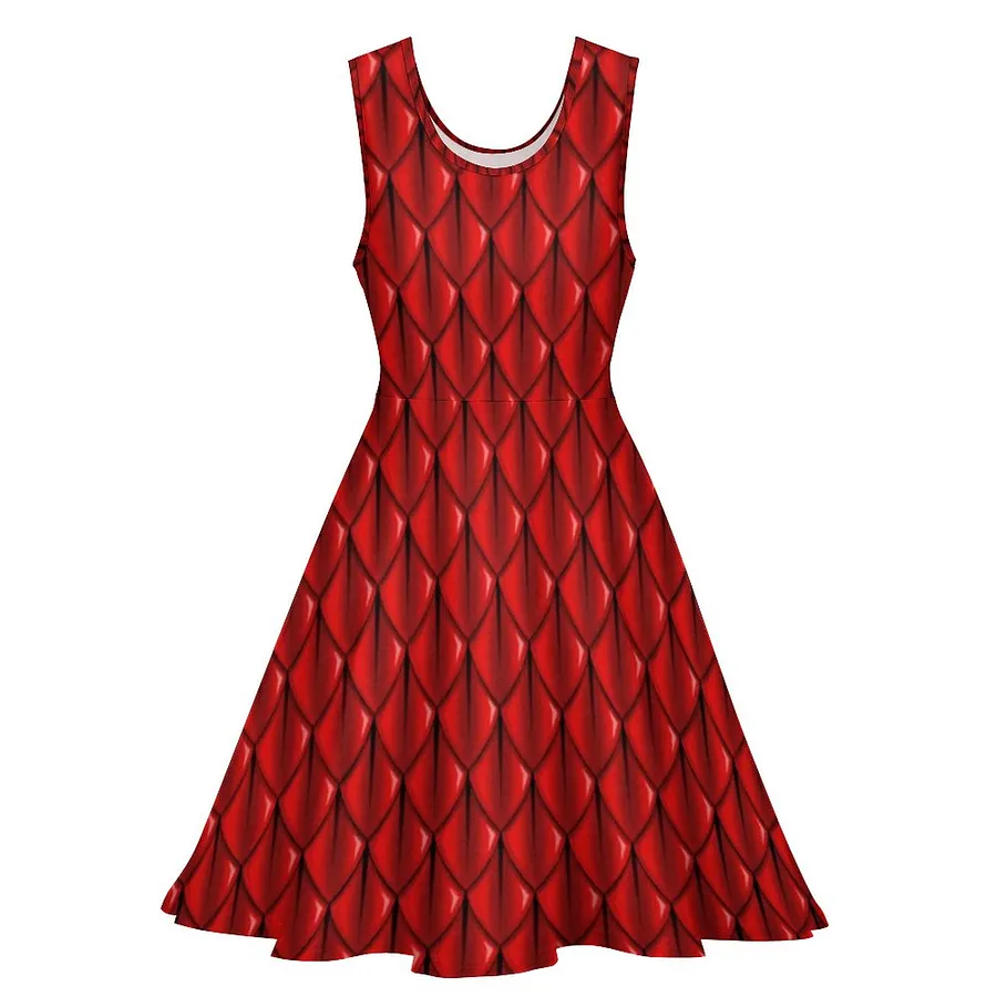 red dragon scale dress Red Dragon Scales Skater Dress, Dragon Dress, Dragon Cosplay Dress