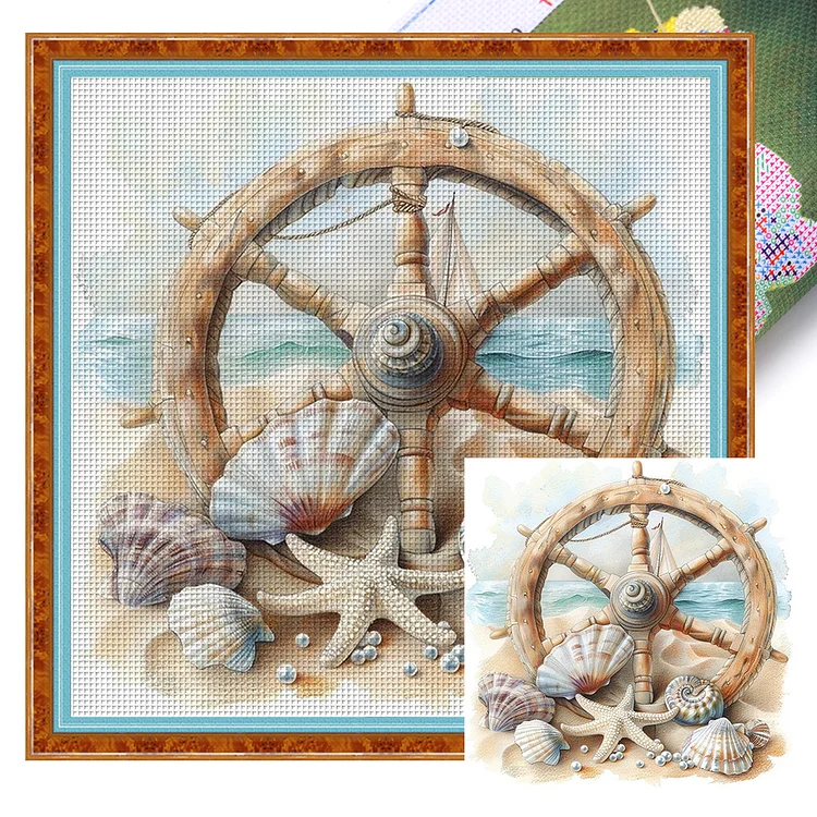 『YiShu』Beach - 11CT Stamped Eco-Friendly Cotton Thread Cross Stitch(40*40cm)