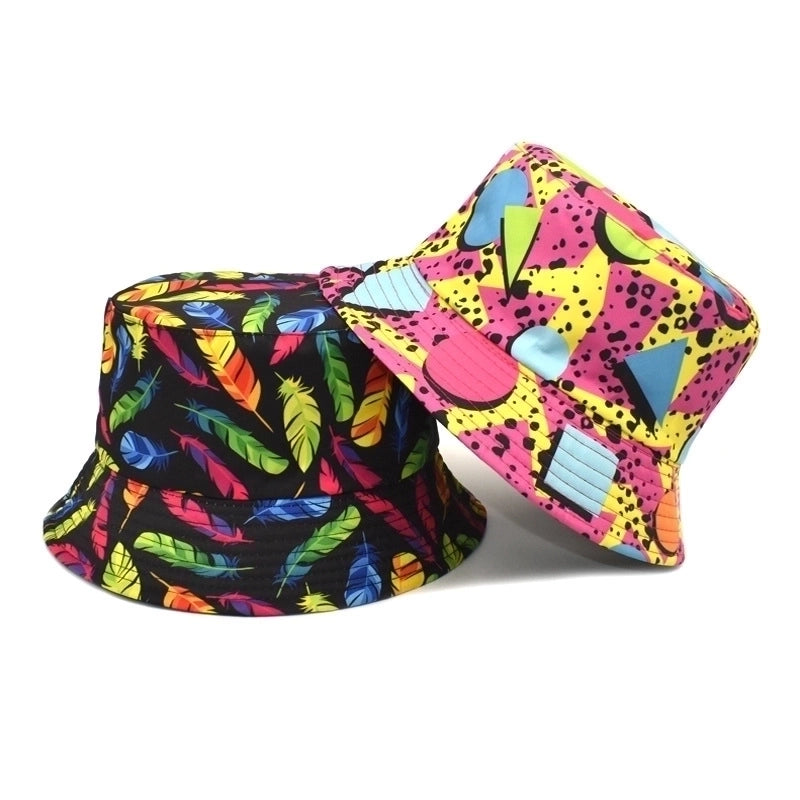 Unisex Fashion Geometric Printing Flat Eaves Bucket Hat