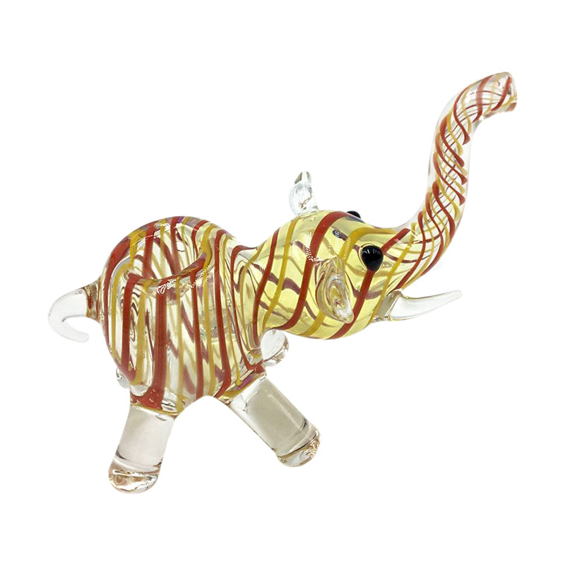 Elephant Single Glass Hand Pipe Red & Yellow Spiral Stripes