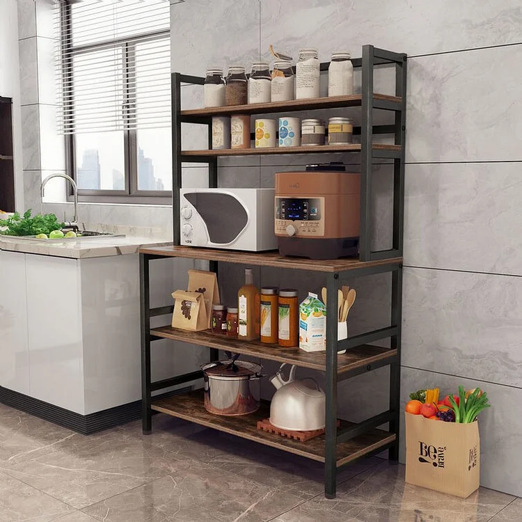 Breagha 31.5'' Wrought Iron Standard Baker's Rack with Microwave Compatibility