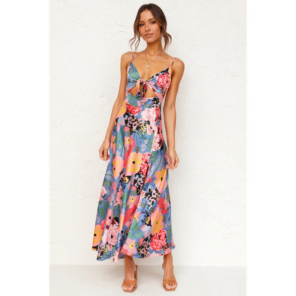 Brownm Fiber Small Floral Print Fresh Sweet Dress