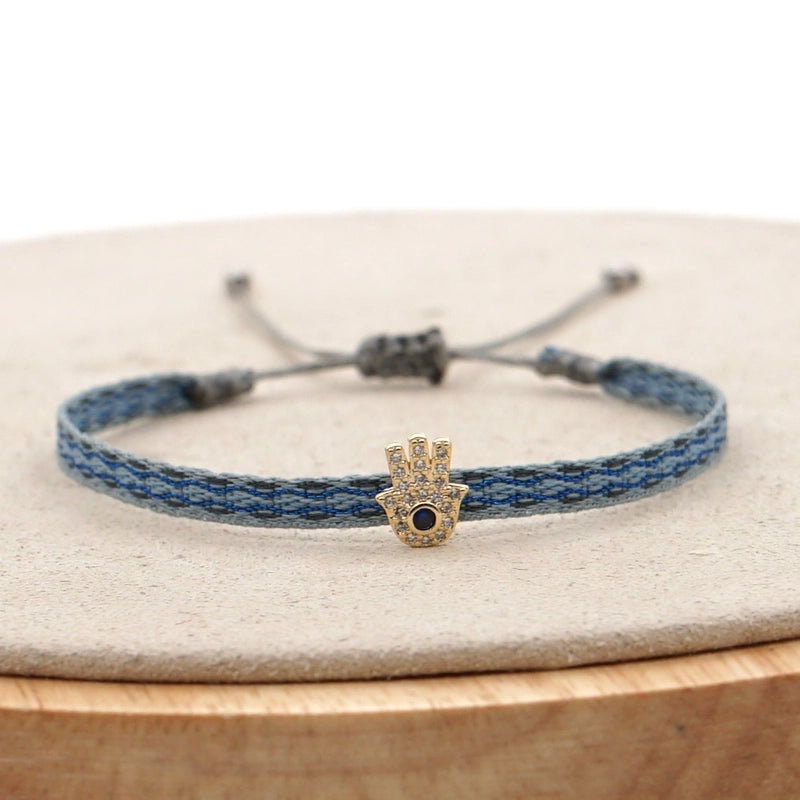 1 Piece Fashion Letter Devil’s Eye Copper Knitting Inlay Zircon Bracelets