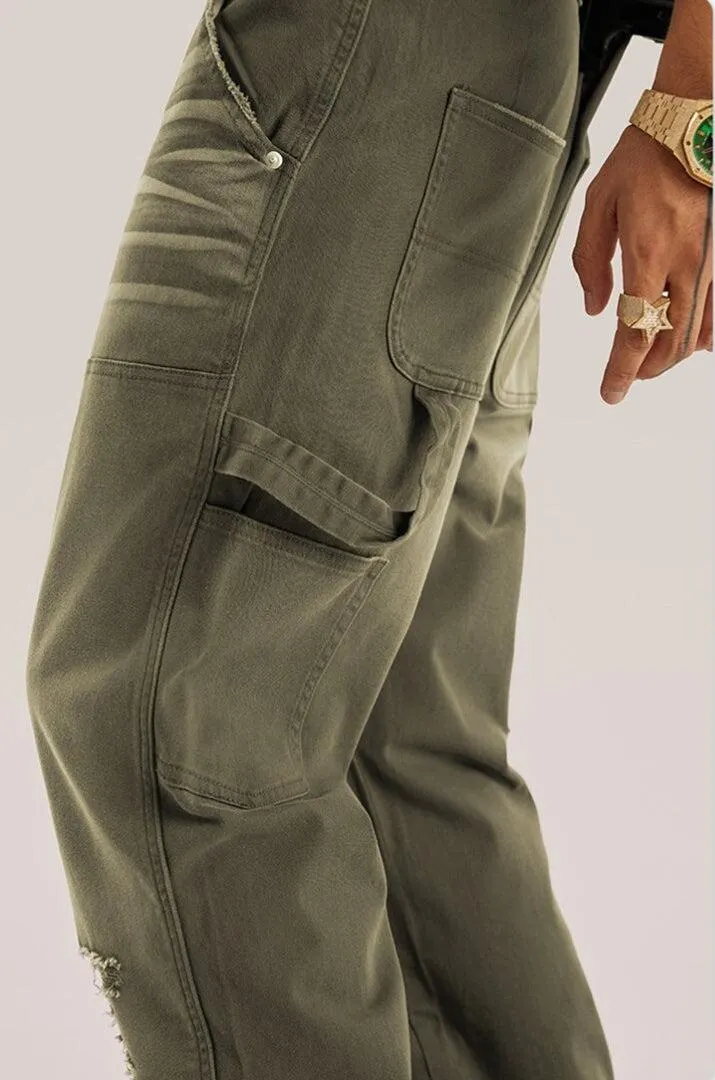 Brownm Rise Washed Distressed Jeans