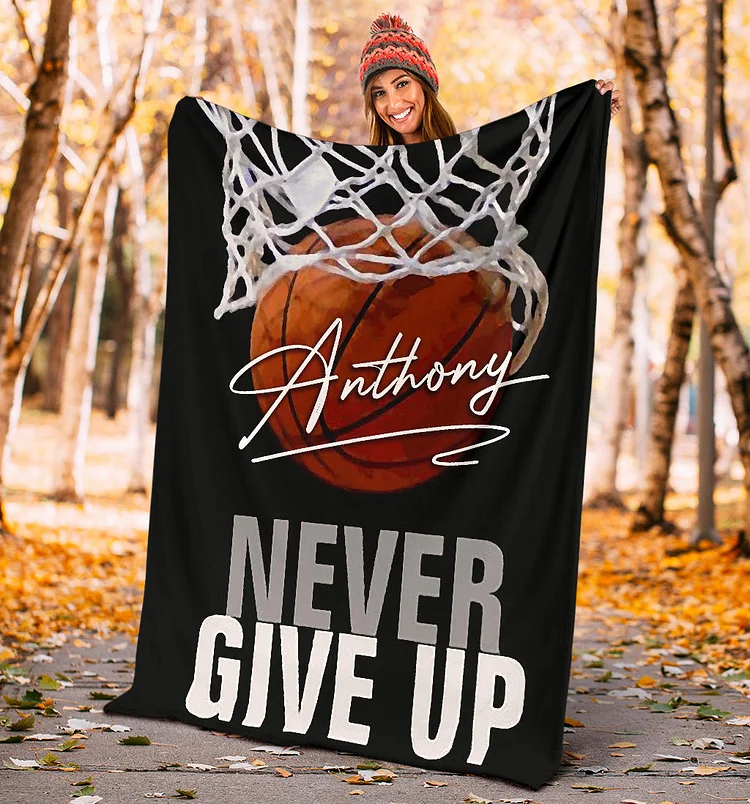 Personalized Basketball Blanket, Basketball Boy Sherpa Fleece Blanket | BKKid718