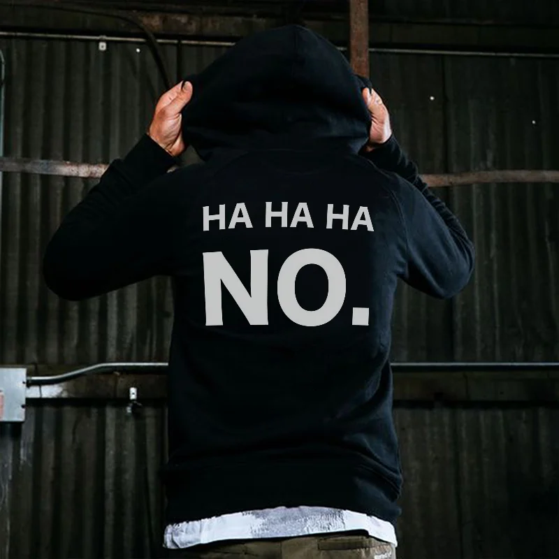 HA HA HA NO Printed Men's All-match Hoodie -  