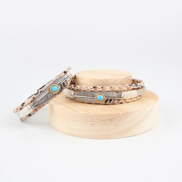 Woven multi-layer feather bracelet