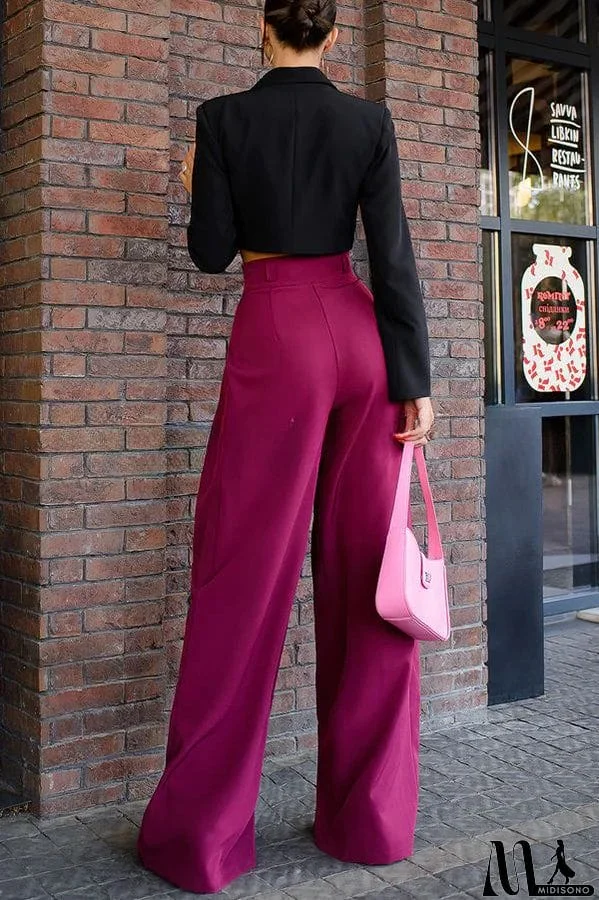 MidiSono - Palazzo Style High Waist Wide Leg Pants
