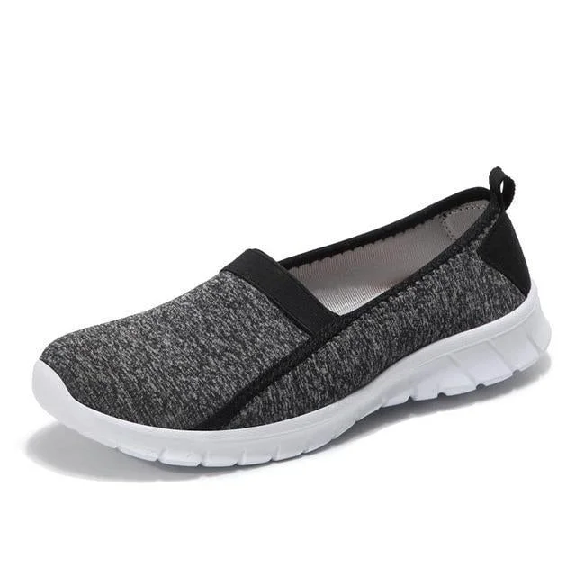 Women Slip On Loafers Plus Size Breathable Mesh Ballet Sneakers Flat Shoes