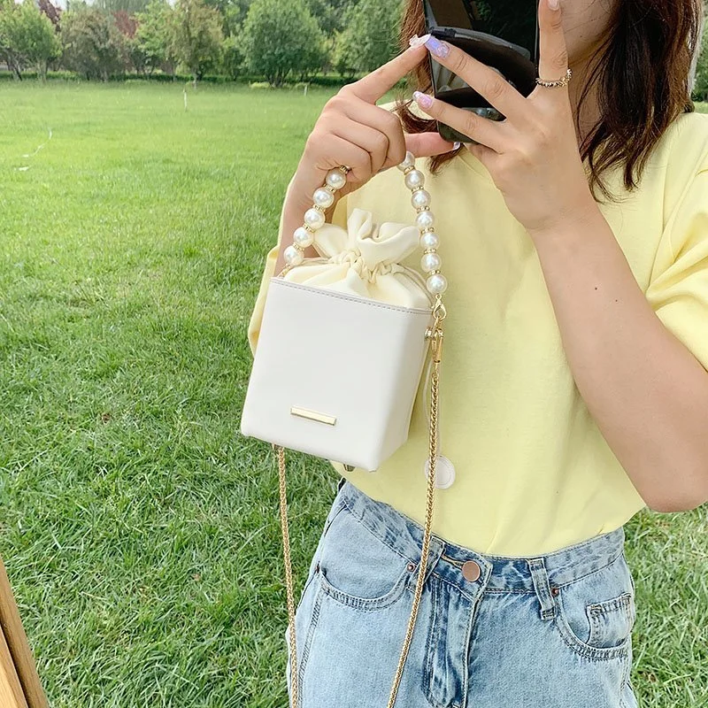 Box Shape PU Leather Crossbody Bags For Women 2022 Drawstring Kawaii Shoulder Handbags Female Summer Long Belt Cross Body Bag