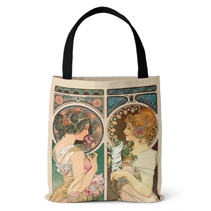 Unisex Vintage Style Portrait Canvas Shopping Bags