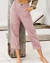 Summer Elegant Harem Pants Elastic Waistband Solid Color Light Beach Trousers