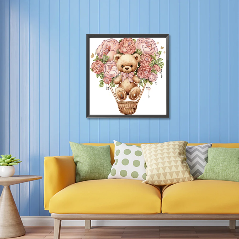 Diamond Painting - Partial Special Shaped Drill - Flower Balloon Bear(Canvas|30*30cm)