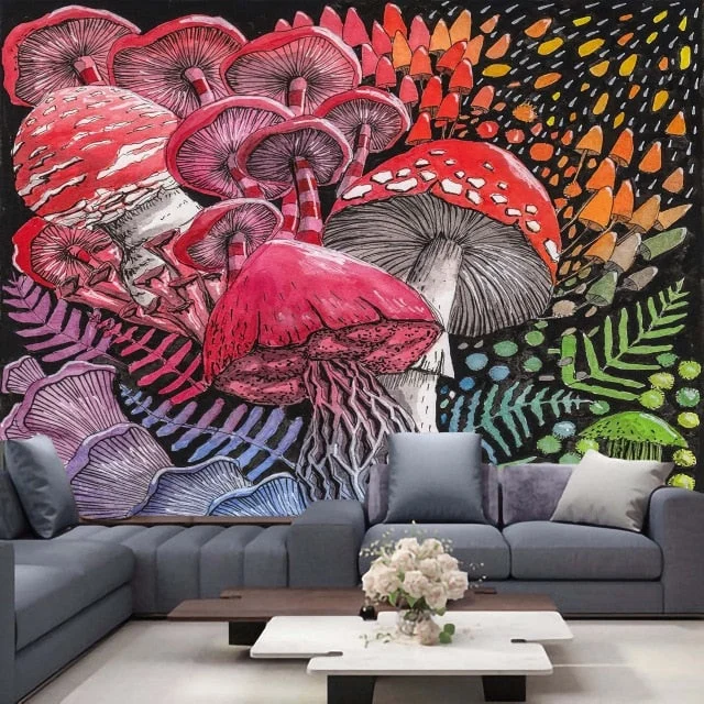 India Mandala Tapestry purple mushroom Wall Hanging Boho Decor Wall Cloth Tapestries Psychedelic Hippie Mandala Wall Carpet
