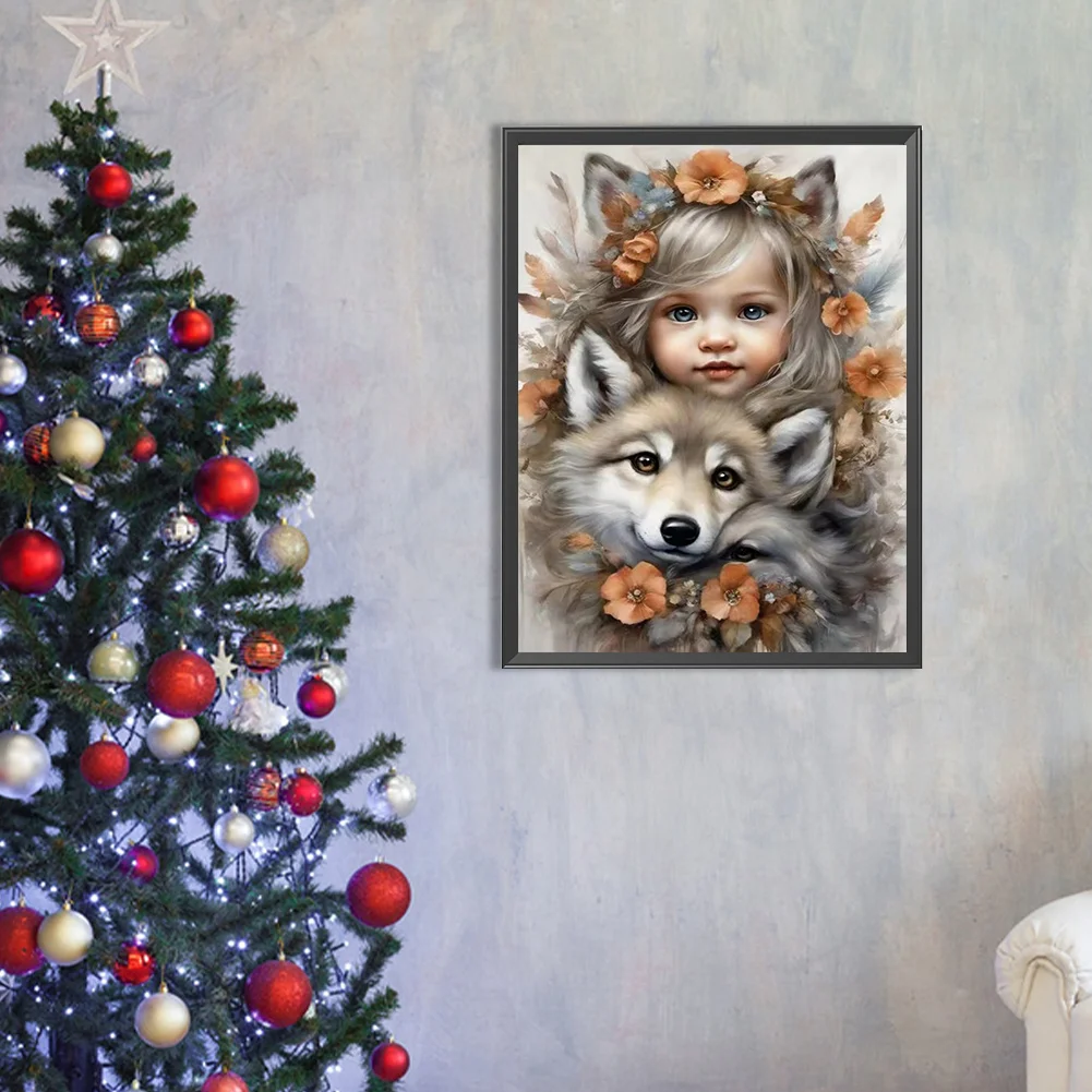 Diamond Painting - Full Round Drill - Cute Pet Girl(Canvas|30*40cm)