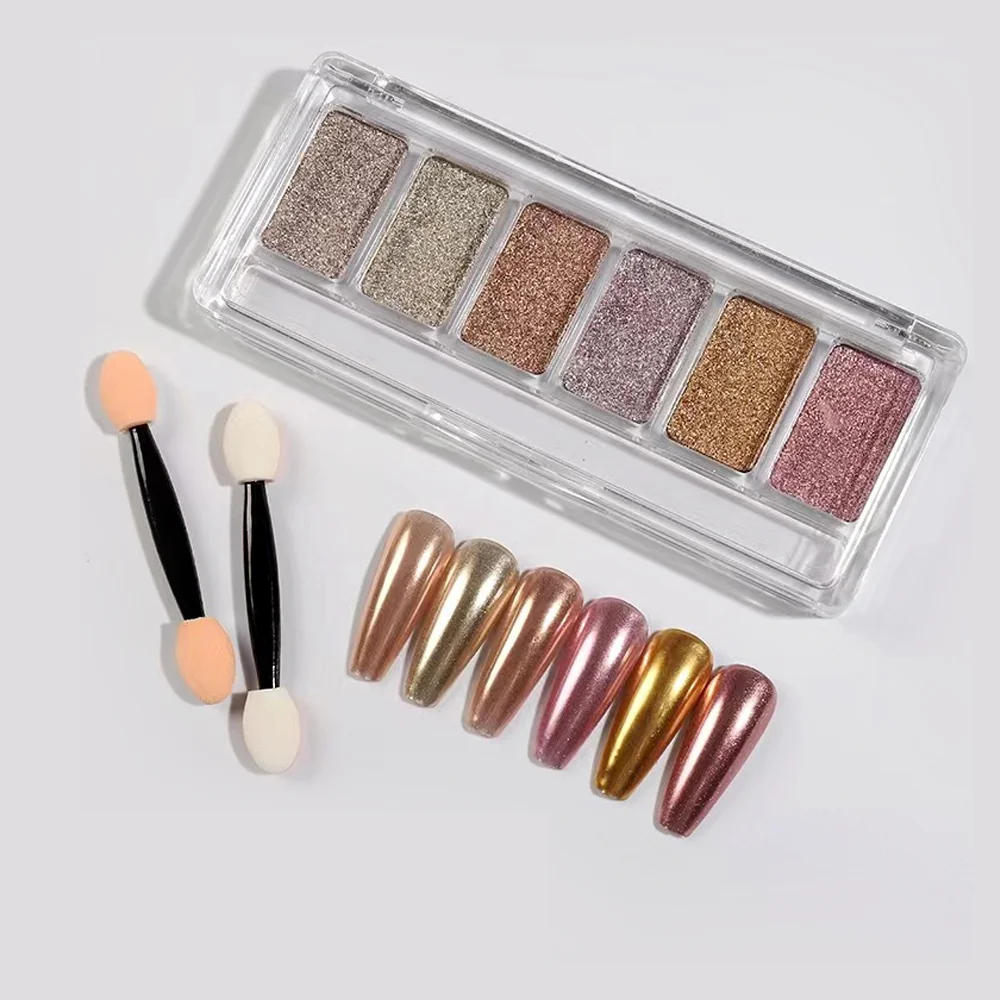6 Colors Solid Metallic Mirror Powder Pallete
