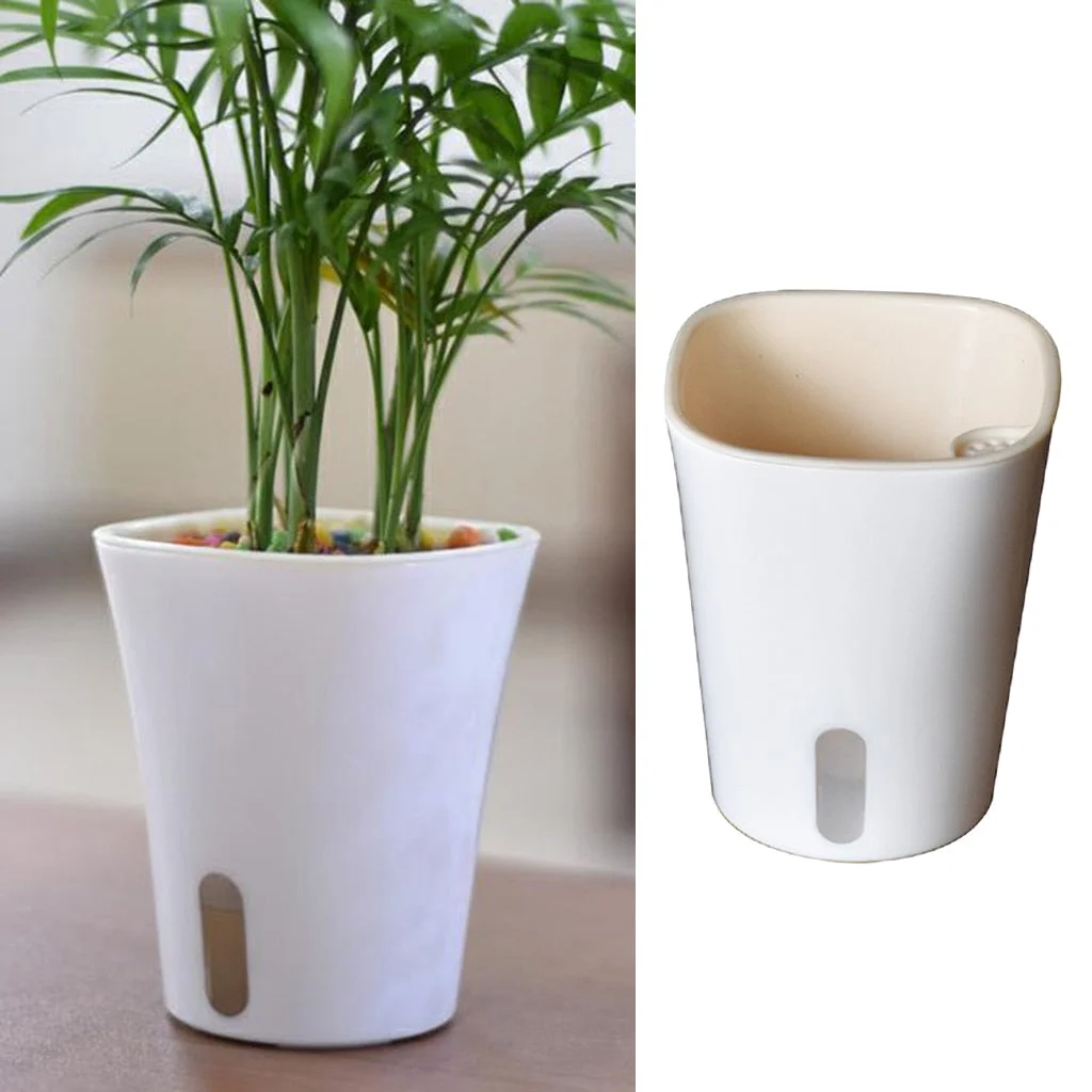 Self Watering Plastic Planter Modern Decorative Small Planter Pot for Aloe Herbs
