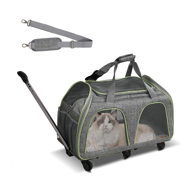 Pet Rolling Carrier with Wheels Pet Travel Carrier Transport