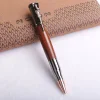 Retro Metal Press-Type Oil-Based Ballpoint Pen | Pistol-Style Retro Design | Rosewood Grip | Heavy Metal Feel