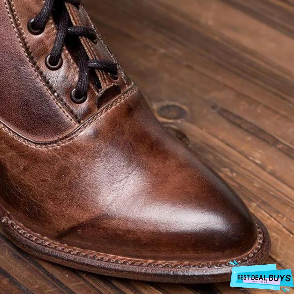 Lace-Up Winter Low Heel Women Boots