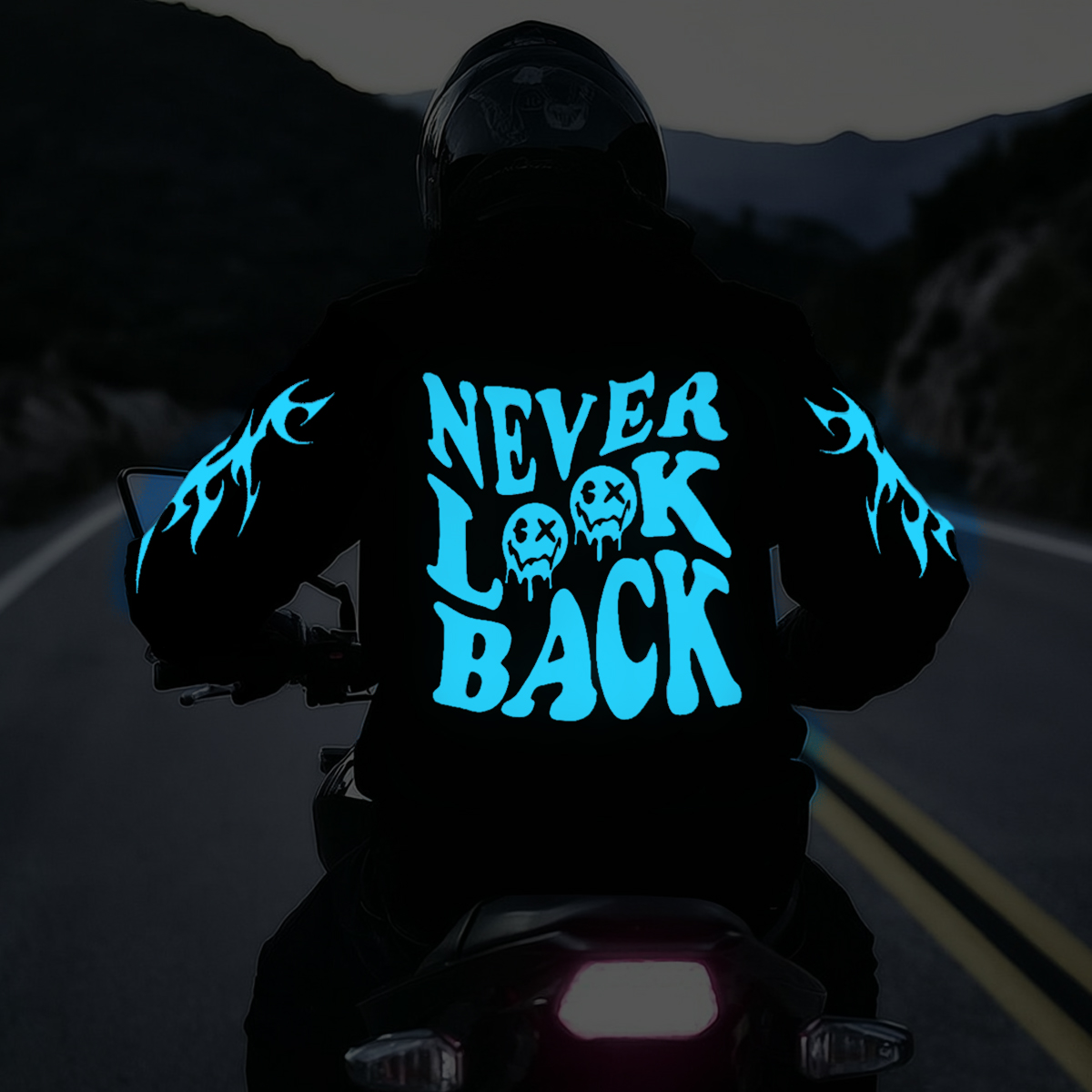 Luminous Never Look Back Graphic Motorcycle Hoodie
