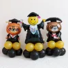 10PCS Graduation Party Decoration Cartoon Black Golden Aluminum Film Latex Balloons Celebration Supplies