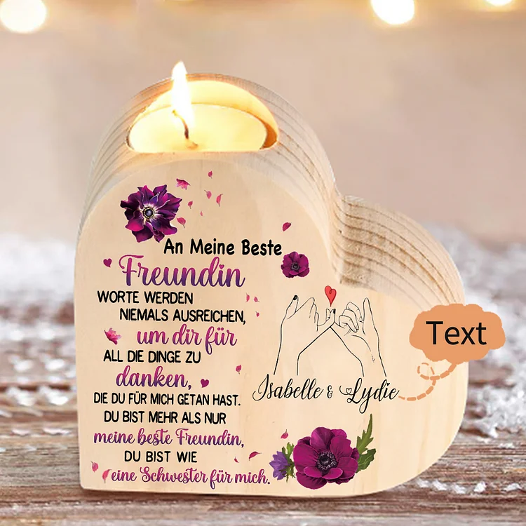 Kettenmachen Personalisierter Text Herzform Kerzenhalter-An Meine Beste Freundin Du bist wie eine Schwester für mich-Freundschaft Kerzenhalter