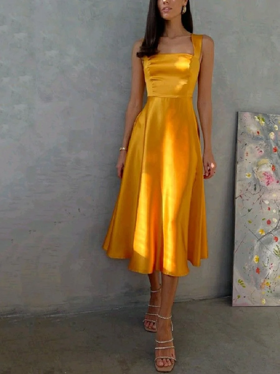 Simple Sling Satin Dress