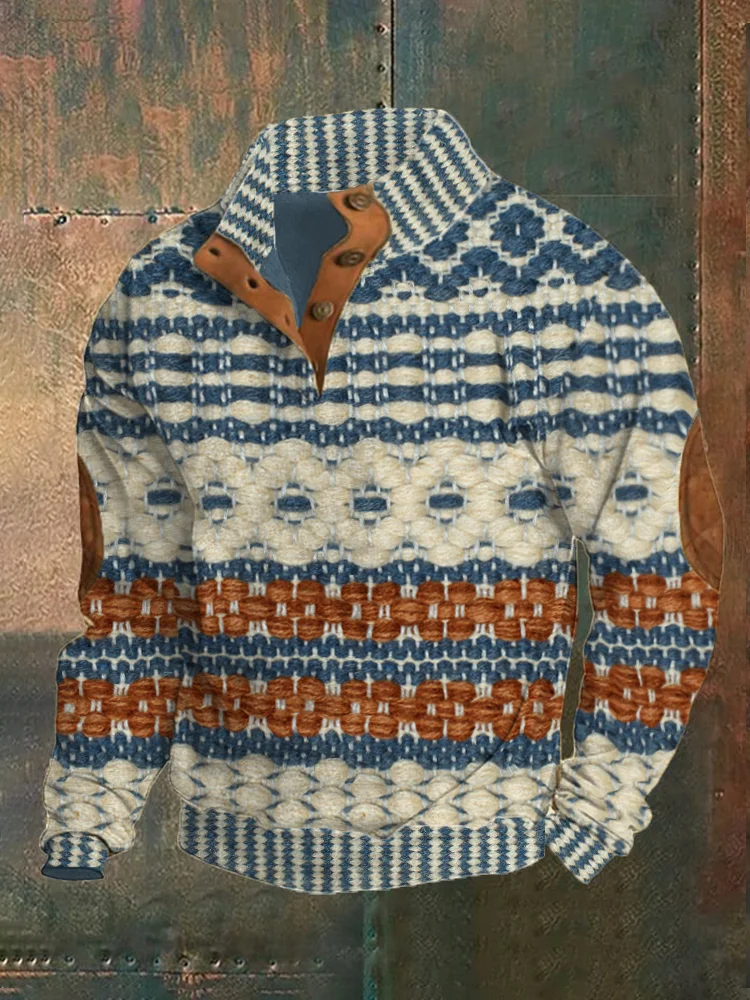 Men's Wool Knit Textured Cozy Vintage Sweatshirt