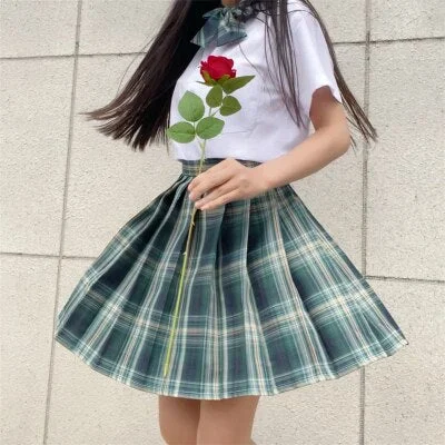 InsGoth Harajuku JK Mini Skirts Gothic Punk High Waist Purple Plaid Pleated Sexy Skirts Japanese Korean Hipsters JK Skirt SUmmer