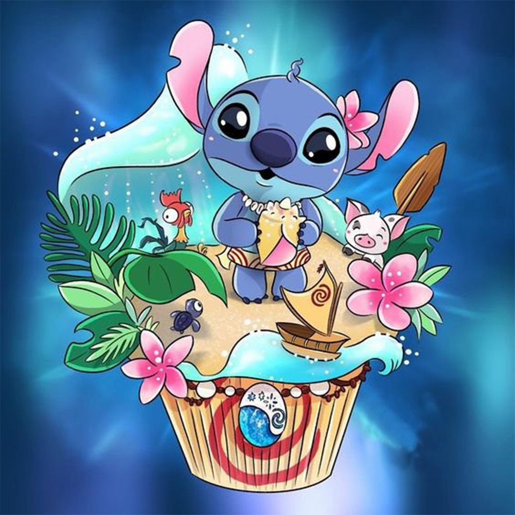 

Cartoon Blue Stitch - Round Drill Diamond Painting - 35*35CM, 501 Original