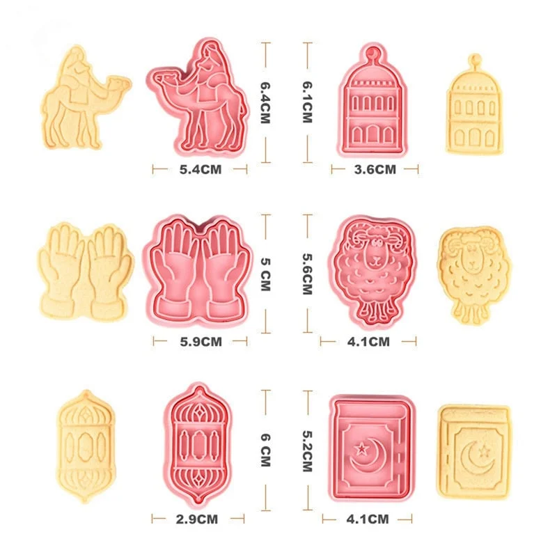 6Pcs/set EID Mubarak Biscuit Mold Cookie Cutters DIY Cake Baking Tools Ramadan Kareem Islamic Muslim Party Home Decorations