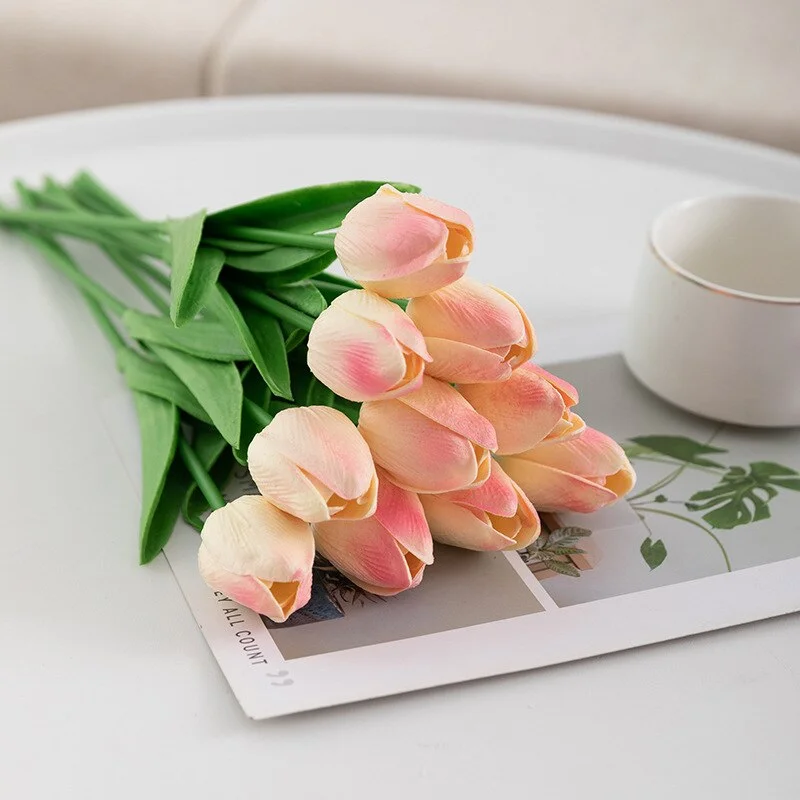 10PCS Tulip Artificial Flowers Real Touch Party Valentine's Day Artificial Bouquet Garden Home Wedding Decoration Fack Flower