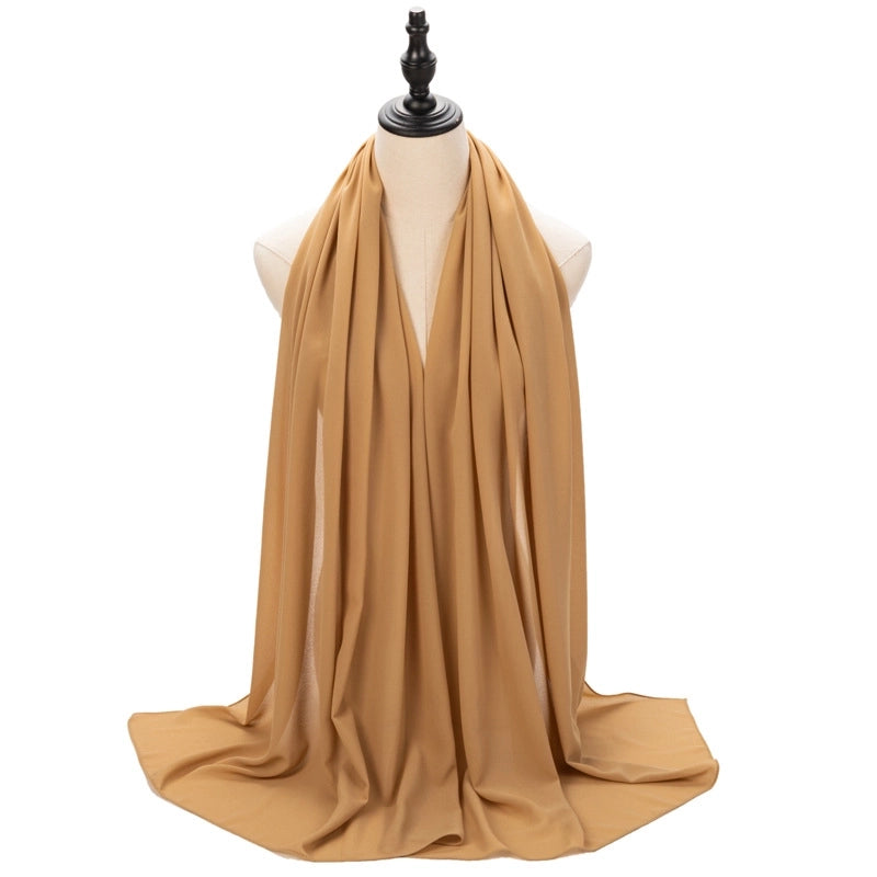 Hot Pearl Chiffon Yarn Muslim Women Hijab Silk Scarf Hui Turban Plain Long Scarf