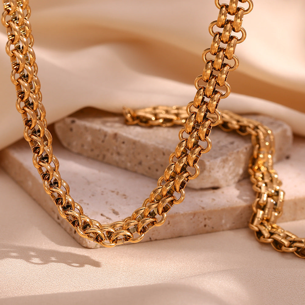 Minimalist Quadrilateral Stripe Geometric Stainless Steel 18K Gold Plated Necklaces