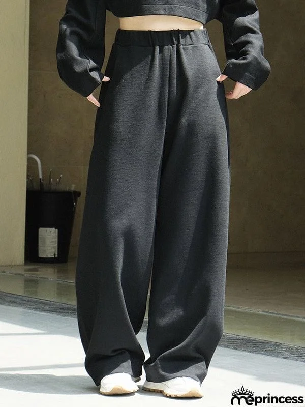 Casual Wide Leg Loose Solid Color Pants