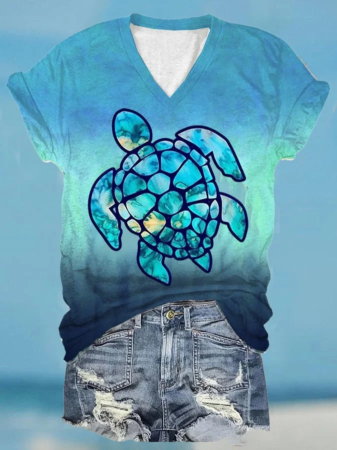 🔥Buy 3 Get 10% Off🔥Women's Turtle Print Casual T-Shirt