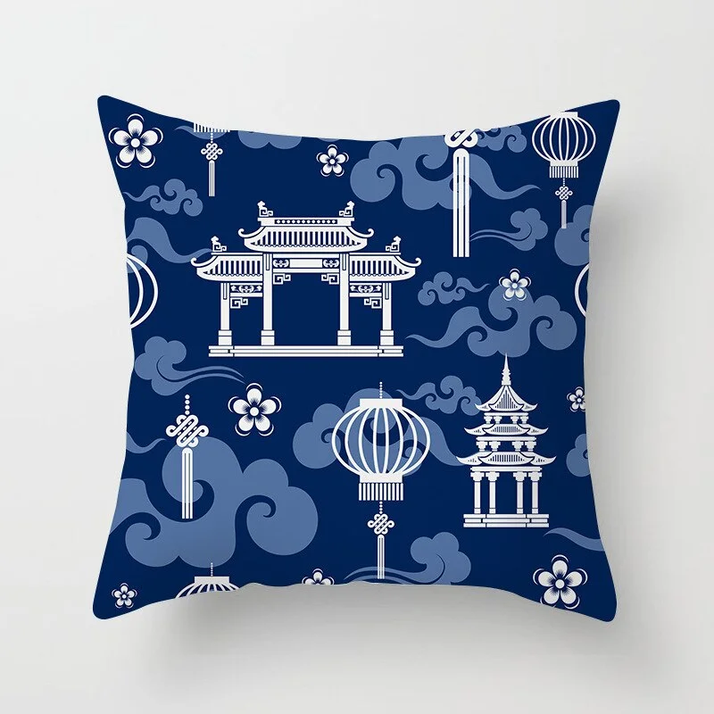 Blue White Porcelain Print Cushions Case Bohemian Style Mandala Geometry Pillows Case Modern Fashion Sofa Chairs Throw Pillows