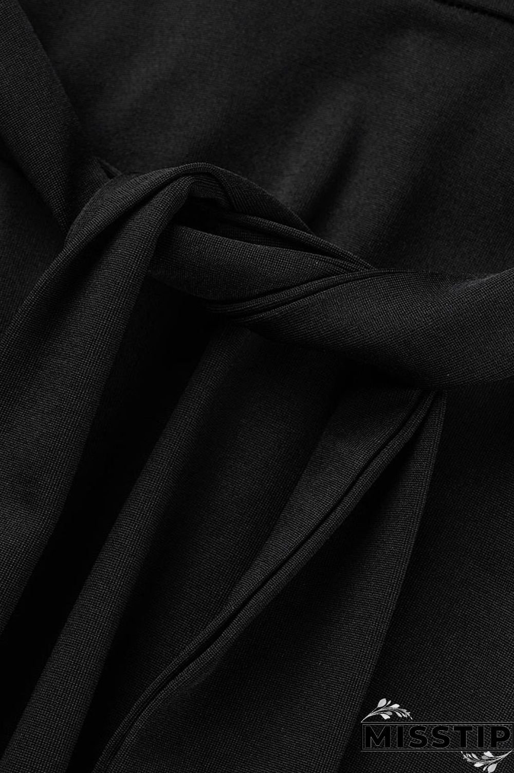 Black Casual Solid Bandage Patchwork O Neck Straight Dresses