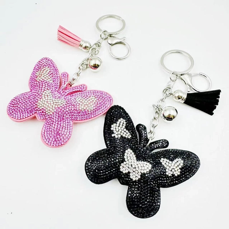 Glam Sweet Butterfly Flannel Diamond Women's Keychain