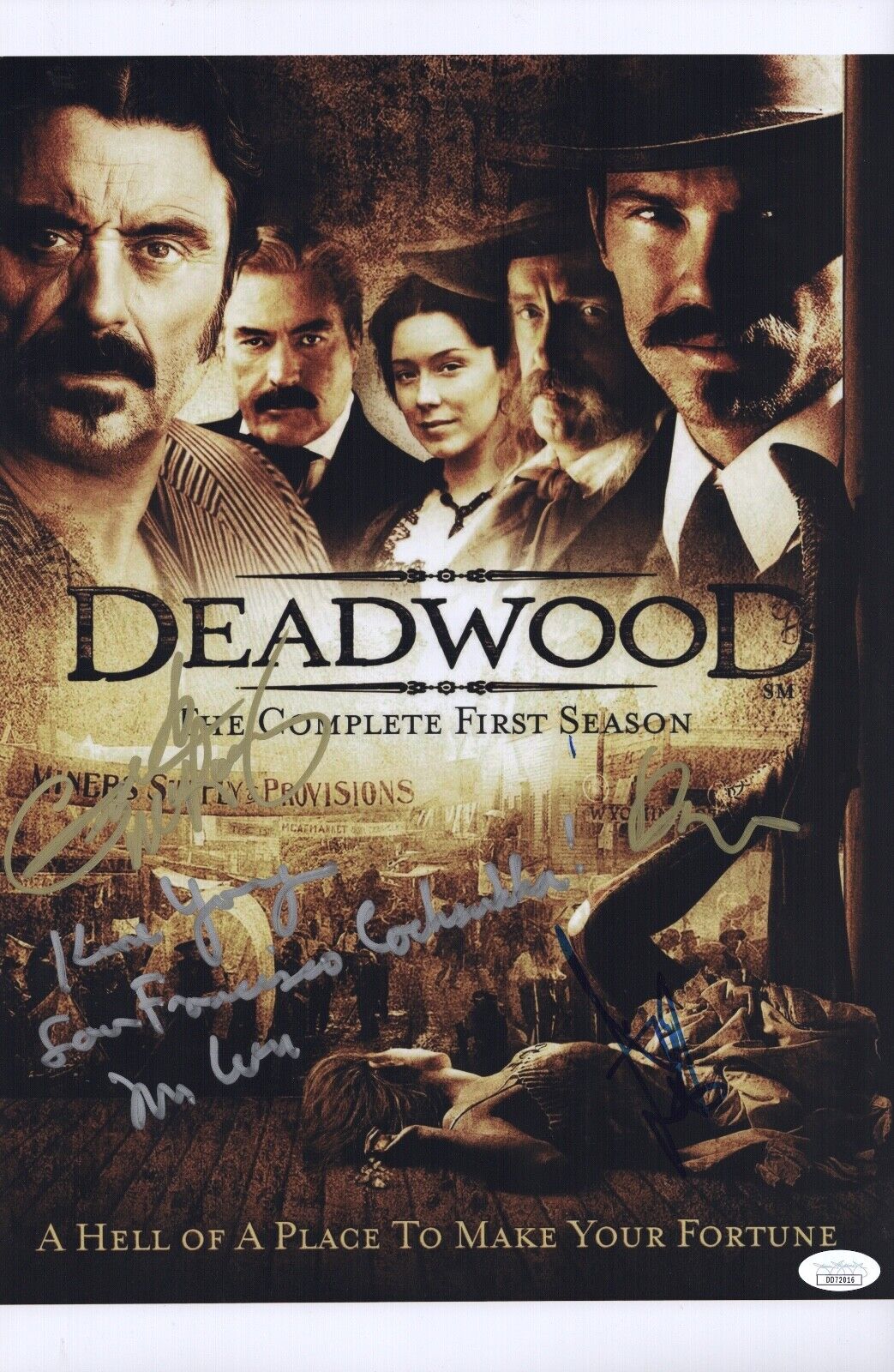 Ian McShane DEADWOOD Cast X4 Signed 11x17 Photo Poster painting IN PERSON Autograph JSA COA