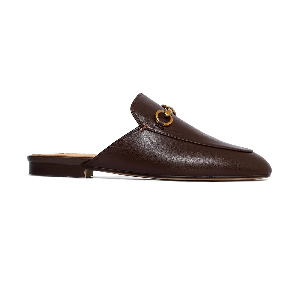 Red Heart Buckle Coffee Mules Shoes-vocosishoes