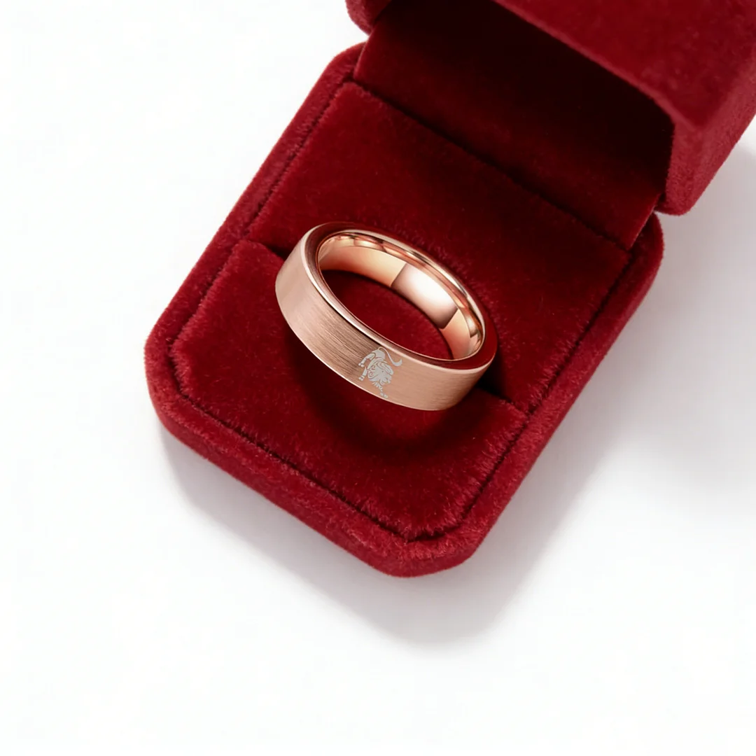 Mens Womens Flat Leo Tungsten Carbide Rings Rose Gold Couple Wedding Bands Top Comfort Fit 4MM 6MM 8MM