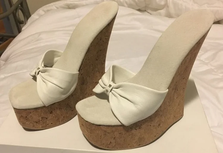 Custom Made White Cork Wedges |FSJ Shoes
