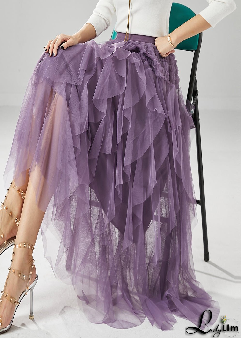 Boutique Purple High Waist Tulle Skirt Summer