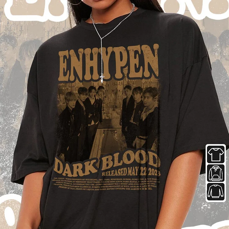 ENHYPEN Album DARK BLOOD Vintage Print T-shirt