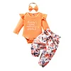 Baby Girls Khaki Broken Flower 3 Pcs Sets