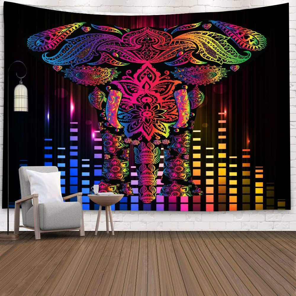 Bohemian Mandala Elephant Tapestry Wall Hanging Sandy Beach Picnic Throw Rug Blanket Camping Tent Travel Sleeping Pad Bedspread